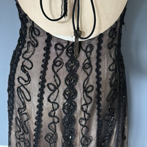 90s Vintage Niki  Livas Black Lace Overlay Formal Dress Open Back - Picture 9 of 12
